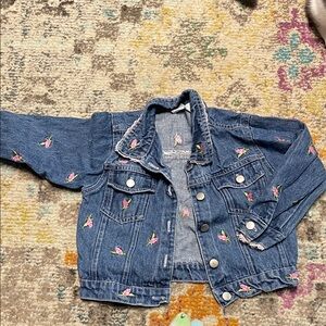 Kids Denim Jacket with Floral Embroidery